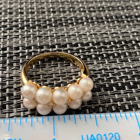 ✨18K Gold Diamond AKOYA Pearls Ring 7.5 - Picture 11 of 11